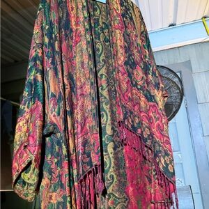 BOC Multicolor Wool Kimono with Paisley Pattern